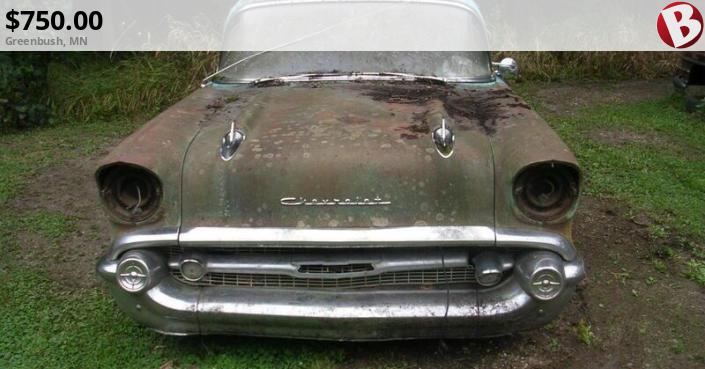 1957 Chevrolet 750 4 door Straight 6 parts car. Greenbush MN