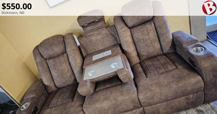 Sofa Couch, Powered Recliner, Head Rest Recliner As Well. Has Lit Up 