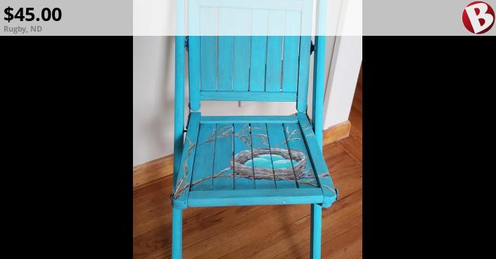 "Birds Nest" Decorative Painted Folding Chair. | Rugby, ND